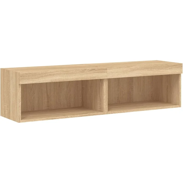 2 pcs TV-Schrank, Lowboard mit LED-Leuchten Sonoma-Eiche 60 x 30 x 30 cm – Bild 2