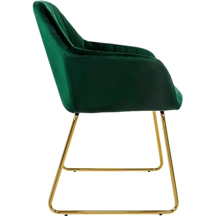 ML-DESIGN Stuhl Esszimmerstuhl mit Rücken- und Armlehnen, Samtbezug, ergonomisch (2 St), Wohnzimmerstuhl Grün, goldenes Metallgestell Küchenstuhl Sessel – Bild 6