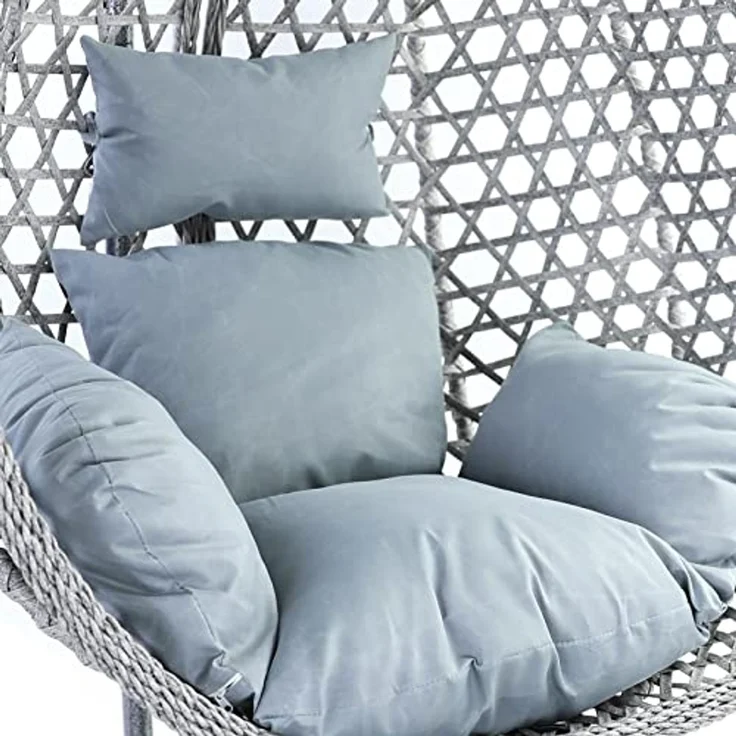 Luxus Hängesessel Style XXL Korb Gestell Grau mit Relaxkissen Hell Grau – Bild 3