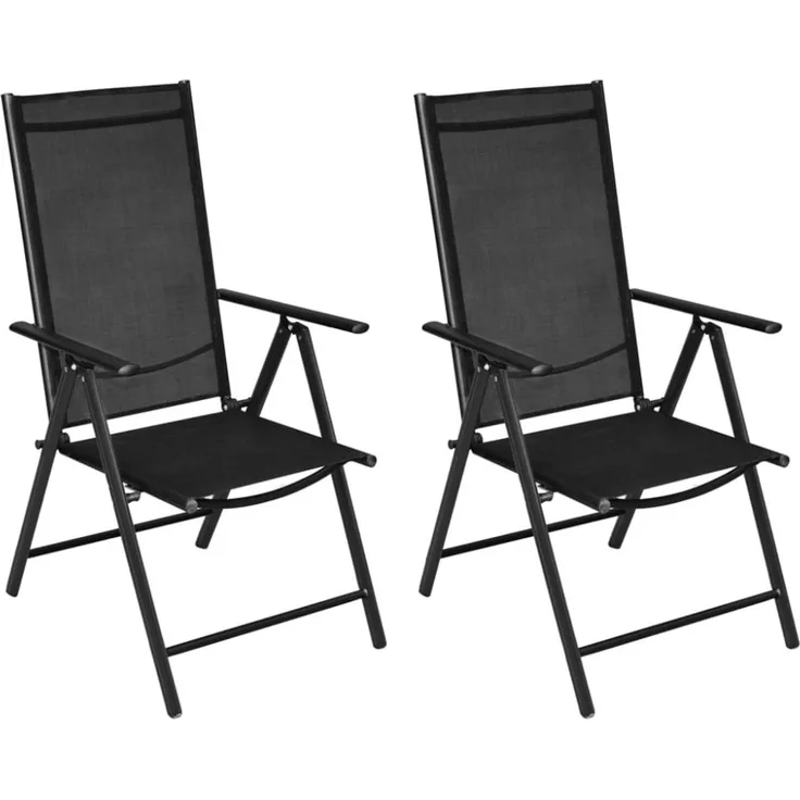 vidaXL Gartenstühle Klappbar 2 Stk. Aluminium und Textilene Schwarz 41730