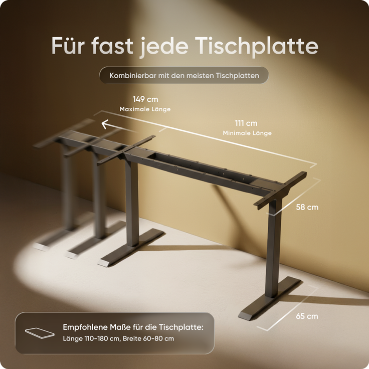 DESKSPACE PRO Elektrisch Höhenverstellbarer Schreibtischgestell mit Memory Funktion, Schwarz – Bild 8
