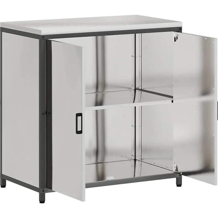 vidaXL Küchenaufbewahrung mit Regal Silber 60 x 50 x 92 cm Stahl 874986 – Bild 5