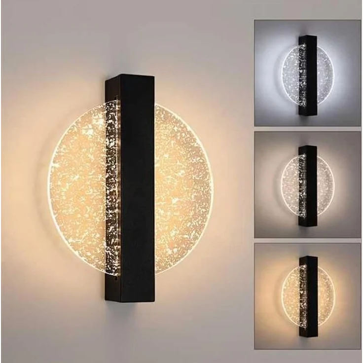DELIPOP – 12W LED – Wandleuchte, 3 einstellbare Farbtemperaturen, moderne Wandleuchte für den Innenbereich – für Schlafzimmer, Treppenhaus – Schwarz – 23x20x5cm – Bild 3