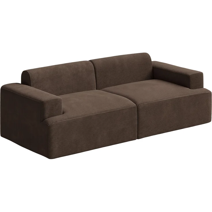 skølm 'Freki' Cloud Sofa 2 Sitzer, Vollschaumcouch mit Federkern und Vakuum-Kompression, kein Aufbau erforderlich, mit 2 Kissen, Cord dunkelbraun