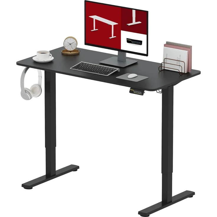 SANODESK Höhenverstellbarer Schreibtisch 120x60 cm Schreibtisch Höhenverstellbar Elektrisch Ergonomischer Steh-Sitz Tisch Computertisch für Heimbüro Homeoffice(schwarz) – Bild 1