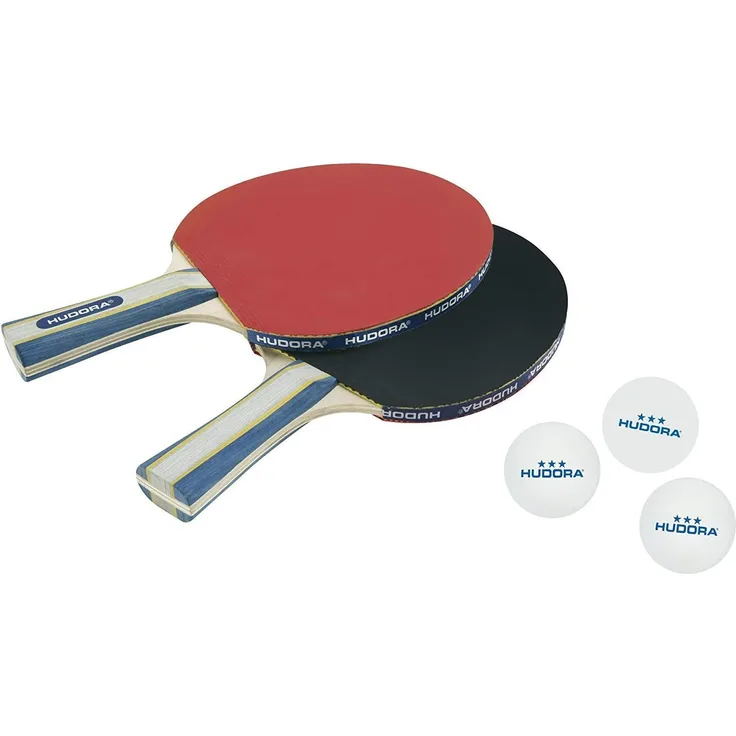 HUDORA Tischtennis-Set New Contest 2.0, 2 Tischtennis-Schläger + 3 Tischtennis-Bälle - 76245