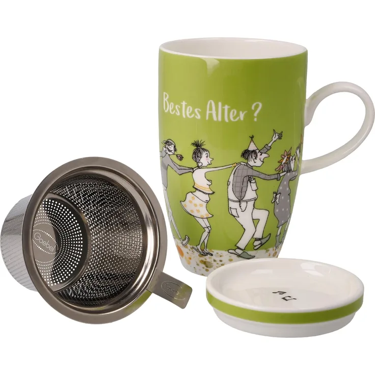 Goebel Teetasse mit Deckel und Sieb Barbara Freundlieb - Das beste Alter, Fine Bone China, Bunt, 0. 45 L, 27001361