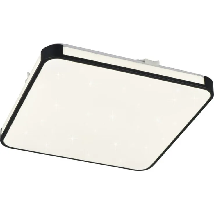 Reality LED-Deckenleuchte Relus 27x27 cm schwarz matt Starlight Effekt kaltweiß