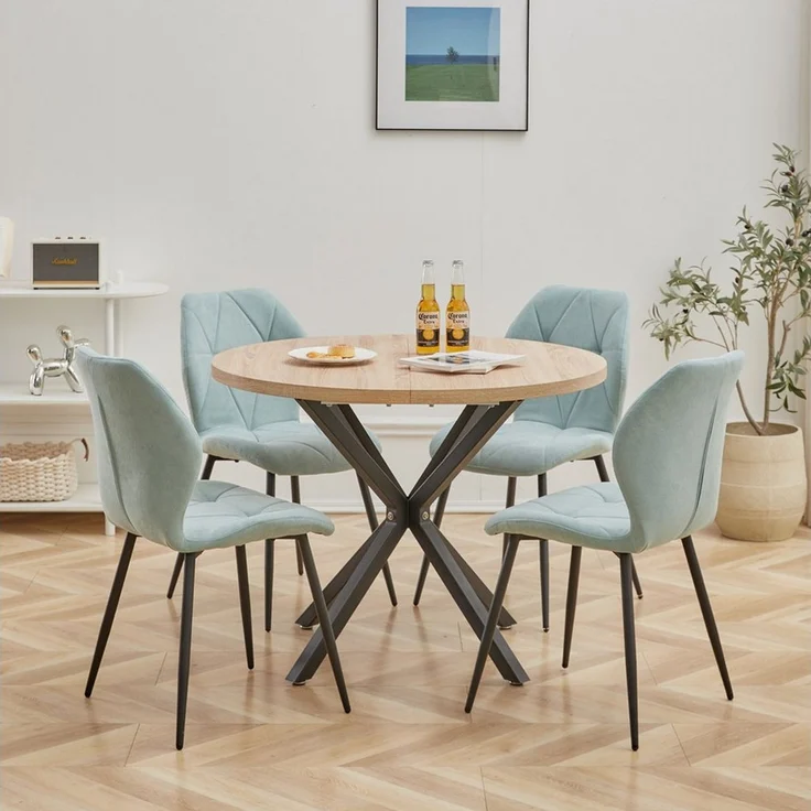 GrandCA HOME Esstisch Runder Esstisch, Küchentisch im Skandinavischen Stil (1-St), aus MDF, mit Metallbeine, 100x76.5 cm – Bild 2