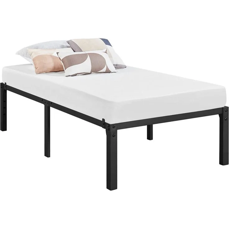 Yaheetech Bettgestell 190 x 90 cm, Metallbett Modern Jugendbett mit Lattenrost, Schwarz – Bild 1