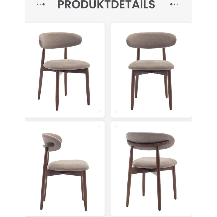 COLAMY Esszimmerstühle 4er Set, Polsternder Stühle Esszimmer mit Rückenlehne, Moderne Küchenstühle Gepolstert, Stoff Dining Chairs mit Back und Holzbeinen für Esszimmer, Küche, Restaurant, Kamel – Bild 10