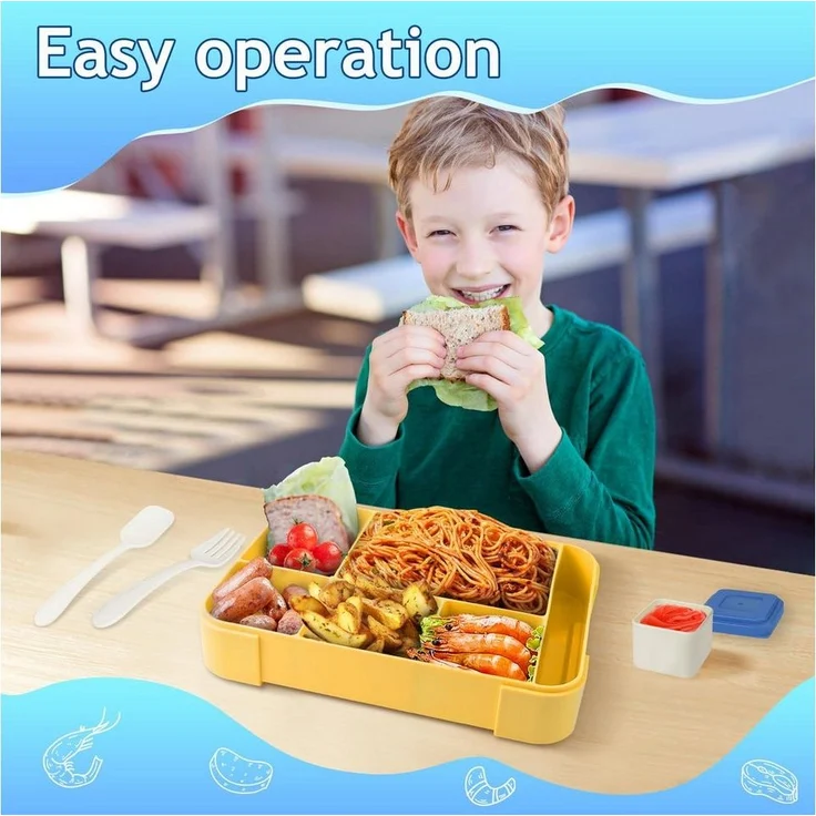 Bundviel Lunchbox Brotdose Kinder mit Fächern Bento Box Auslaufsicher Lunchbox – Bild 1