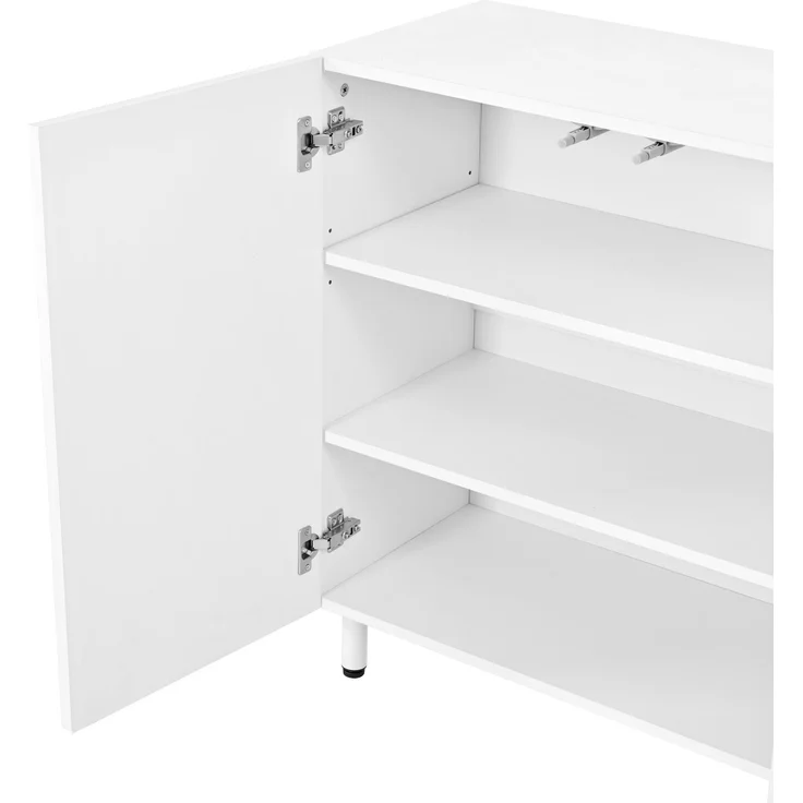 DESVIAE Sideboard Weiß aus MDF/Spanplatte – 120x80x37 cm – 3 Türen, verstellbare Böden – Bild 9