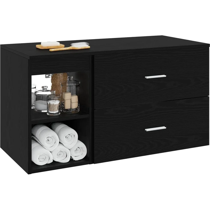 vidaXL Badezimmermöbel-Set zur Wandmontage 2 stk. Schwarz Eichen-Optik 3403937 – Bild 3