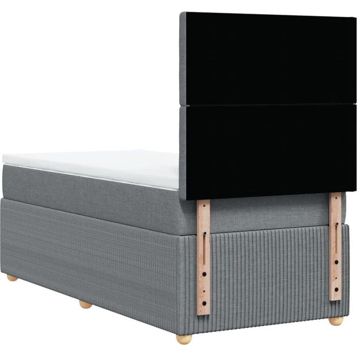 vidaXL Boxspringbett mit Matratze Hellgrau 90x190 cm Stoff 3294225 – Bild 8