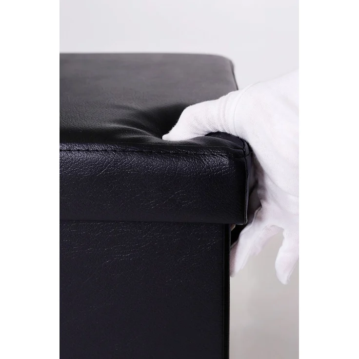 dibea Sitzhocker mit Stauraum, multifunktionaler Hocker aus Kunstleder, pflegeleicht & komfortabel, 38x38x38 cm, schwarz – Bild 5