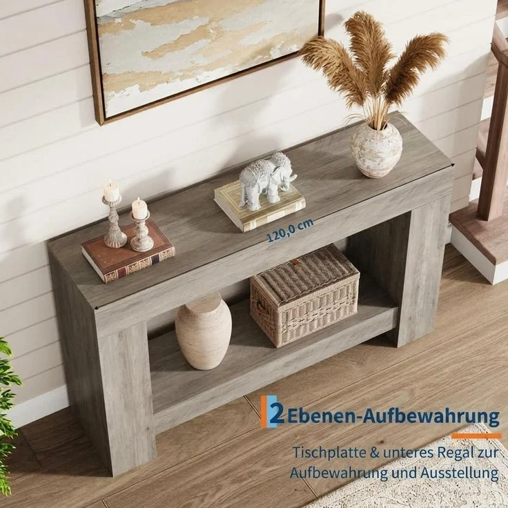 GarveeMore Konsolentisch 120/160cm Flurtisch Sofatisch Eingangstisch Beistelltisch – Bild 3