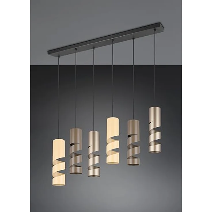 TRIO Pendelleuchte Stream, moderne hängende Leuchte in Schwarz mit Taupe und Beige, 6 Lichtquellen GU10, ideal für Wohnzimmer und Schlafzimmer, metallisch, 1000 mm breit, 1500 mm lang – Bild 4