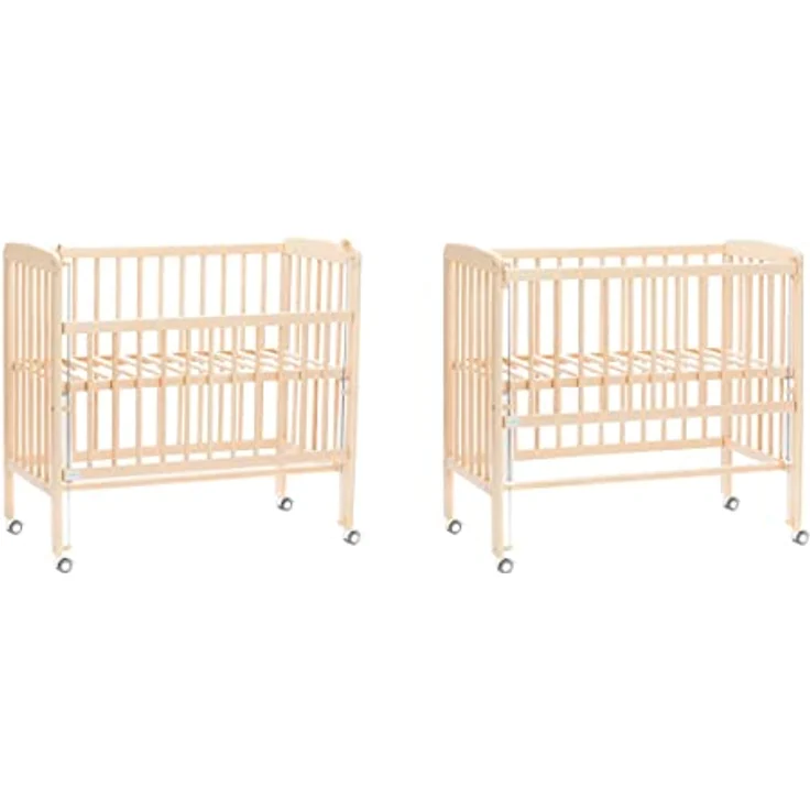 Fillikid 2in1 Beistellbett Nino, Höhenverstellbar von 48 bis 60 cm, aus Buchen-Massivholz, Natur – Bild 3