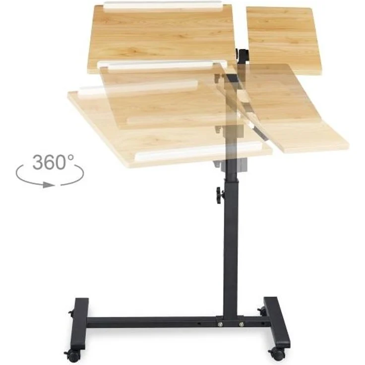 Relaxdays Laptoptisch mit Ablage für Maus, höhenverstellbar, Holz, Eiche Gelb, 95 x 60 x 40 cm – Bild 6