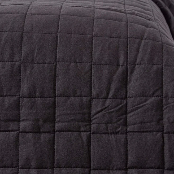 Plaid Gesteppte Tagesdecke aus 100% Baumwolle, schwarz/grau, 150 x 200 cm, Homescapes – Bild 2