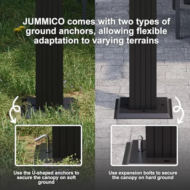JUMMICO Aluminium-Pavillon, 3 × 4 m, verstellbare Aluminium-Markise, langlebig, freistehende Sonnenschutzvorrichtung für Terrassen und Gärten, schützt vor Sonne und Regen, Beige – Bild 4