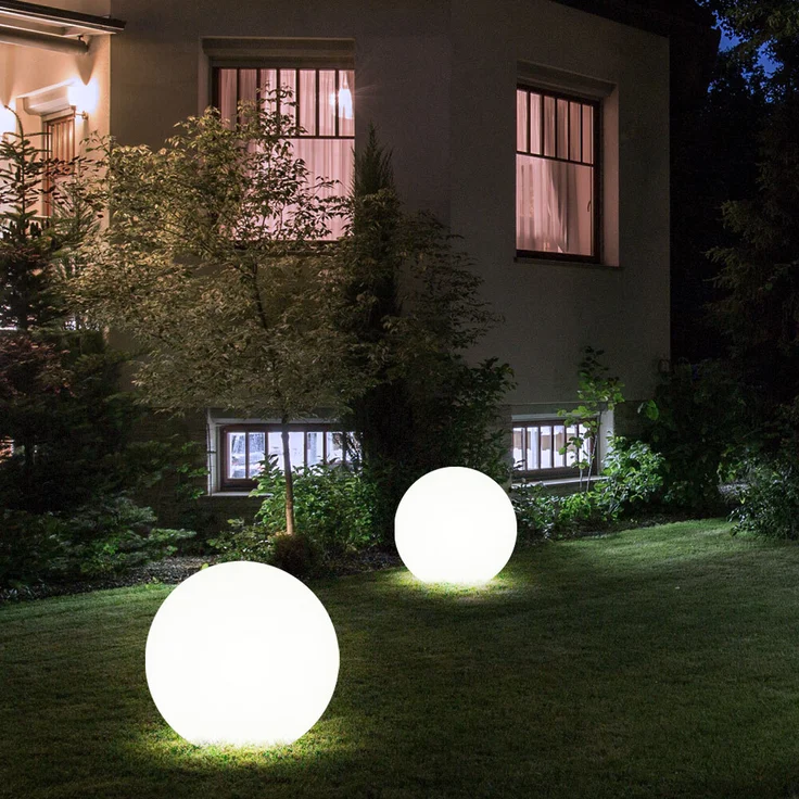 6er Set LED Solarleuchte, Kugel weiß, H 65 cm – Bild 6