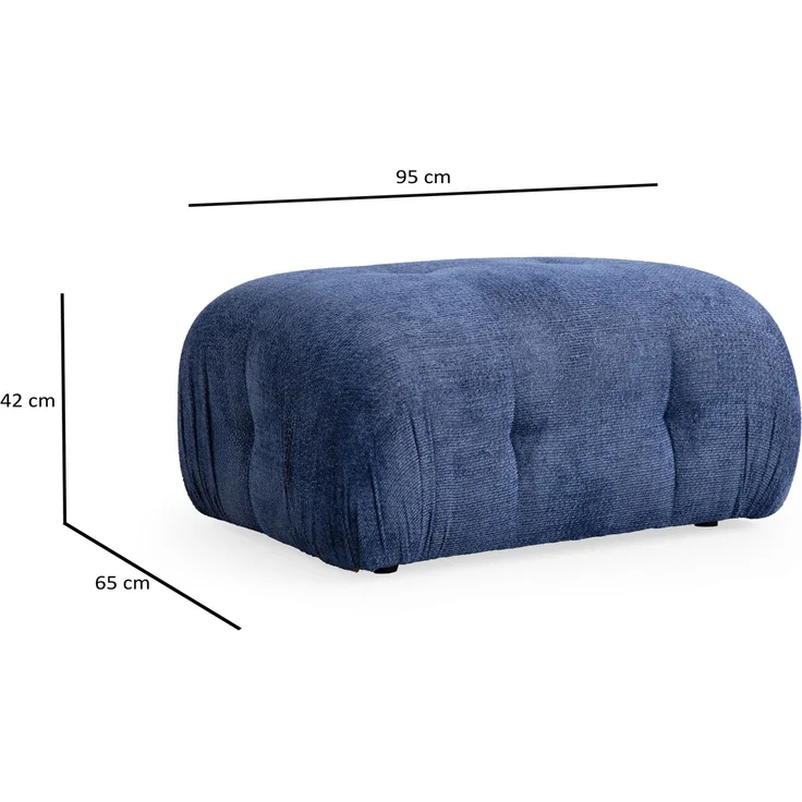 Atelier Del Sofa Stylish Night Blue Pouffe, 95 x 65 x 75 cm | Beech Wood & Chipboard Frame, 100% Polyester Fabric | Soft Foam & Pillows Included, Modern Design – Bild 2