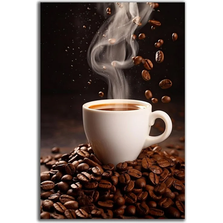 DARO Design Wandbild Kaffee Wandbilder Wand Deko Bilder Geschenk Modern Leinwandbild, (Kaffee Bohnen Tasse - Bild klein Küche Esszimmer Wohnzimmer Flur Einteilig Querformat Fotodruck Kaffee), 30x20 cm – Bild 3