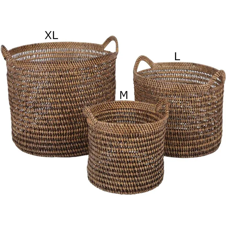 Rattan Korb Eda Braun mit Henkel L