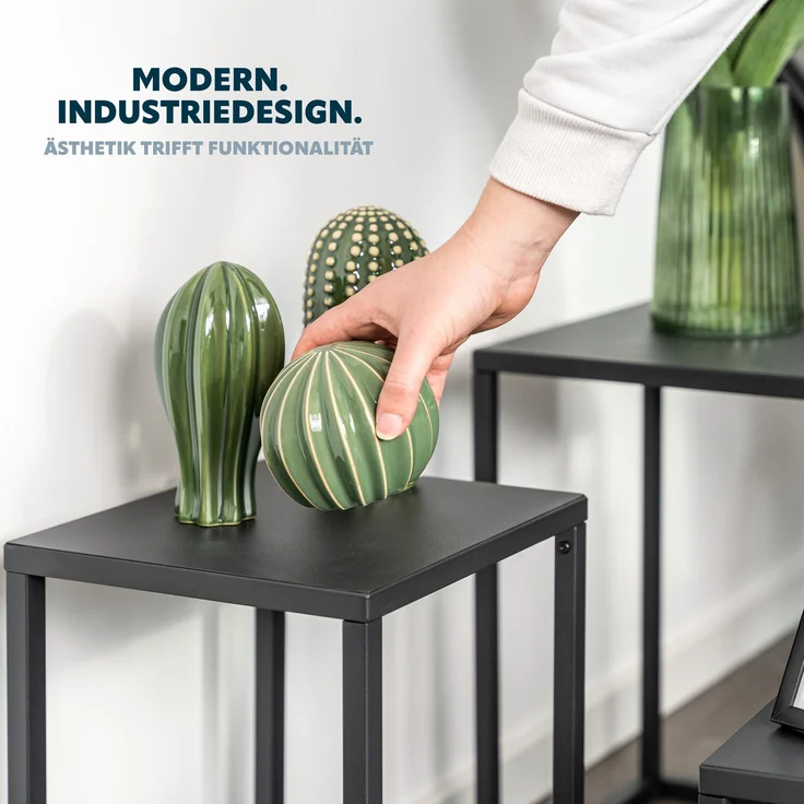 Blumenhocker 4er-Set, Metall-Blumenständer, Blumensäule schwarz – Bild 5