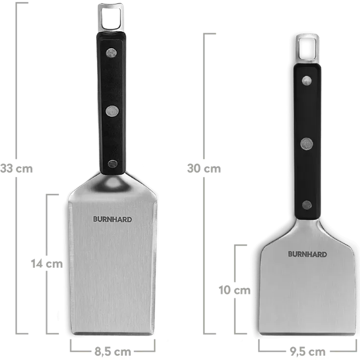 BURNHARD Premium Plancha Set mit 2tlg. Grillspachtel und Grillschaber, Edelstahl Silber, 6,6 x 43,5 x 39,6 cm – Bild 6