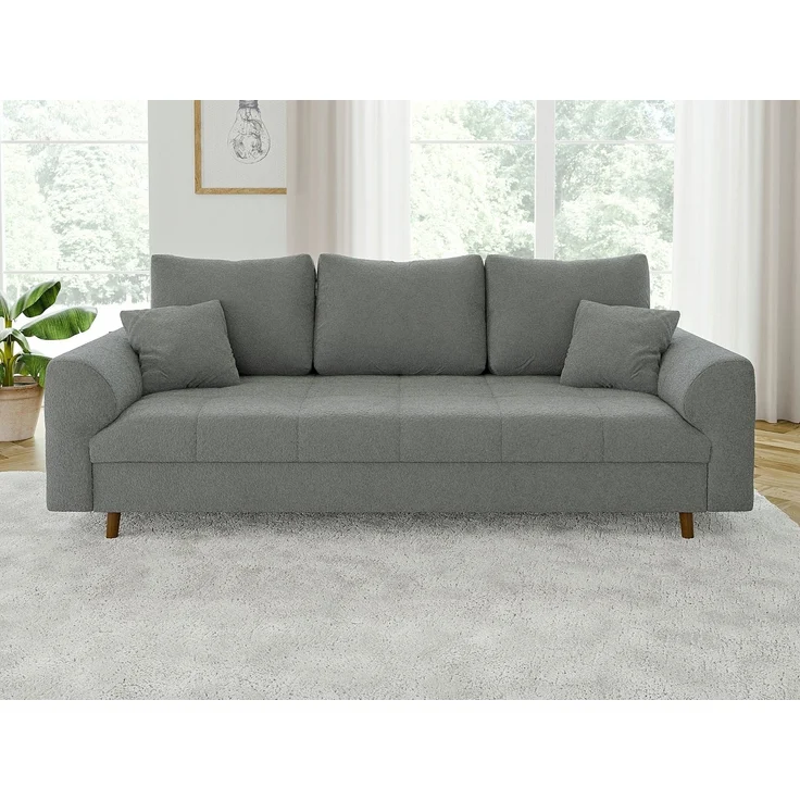 S-Style Möbel Polstergarnitur 3+2 Leif mit Braun Holzfüßen im skandinavischen Stil aus Boucle-Stoff, (1x 3-Sitzer-Sofa, 1x 2-Sitzer-Sofa), mit Wellenfederung – Bild 3