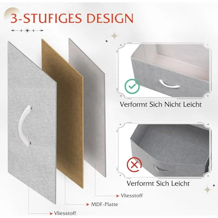 WLIVE Kommode mit 7 Schubladen aus Stoff, Kommodenschrank für Schlafzimmer, Kommode Wohnzimmer, mit Stabiler Stahlrahmen, Holzplatte, Hellgrau – Bild 5