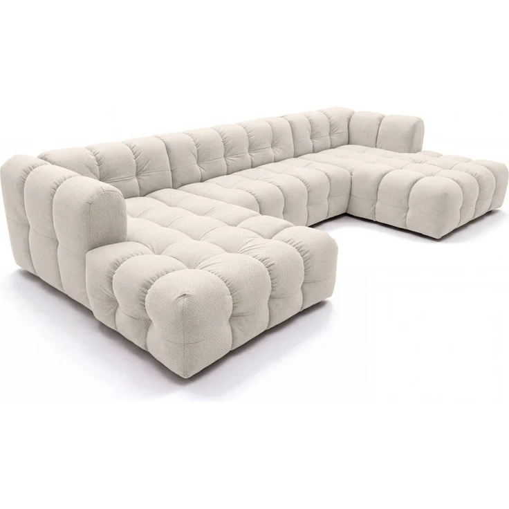 Wohnlandschaft Sofa U-Form SOLVIE in Stoff Moly Creme – Bild 2