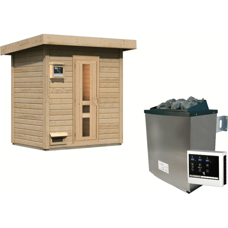 Karibu Sauna Hytti 1 naturbelassen mit 9 kW Ofen mit externer Steuerung – Bild 2