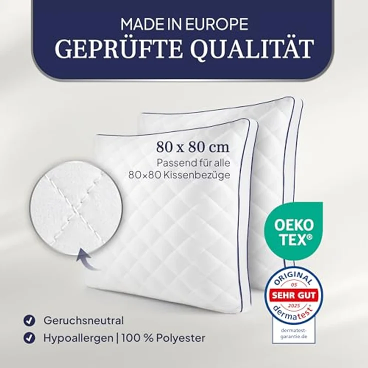 Gentle North Microfaserkissen Kopfkissen in Hotelqualität flauschige, gut gefüllte Schlafkissen, Füllung: Polyester, Rückenschläfer, Seitenschläfer, Bauchschläfer, Seitschläfer – Bild 4