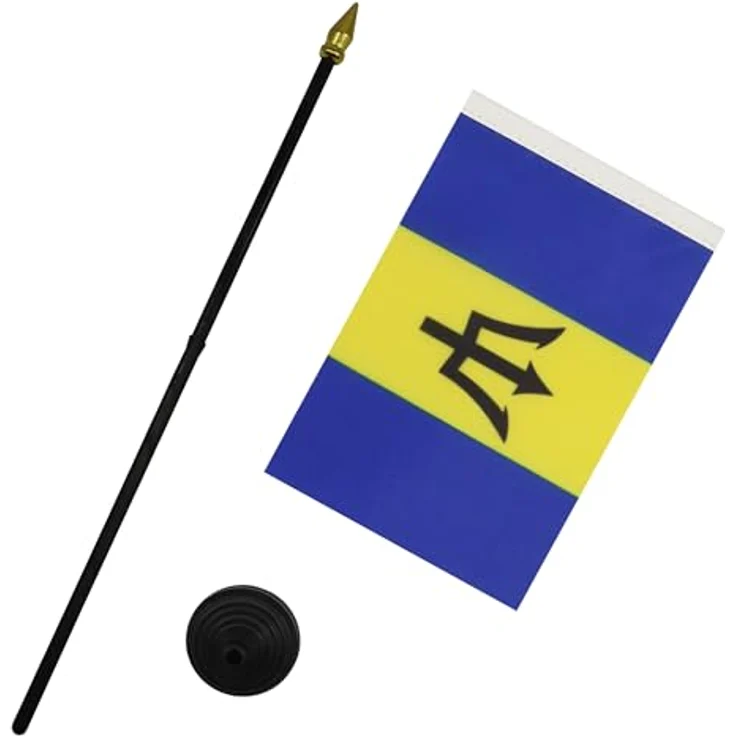 AZ FLAG - Tischflagge Barbados - 15x10 cm Goldene Splitze - Barbados Tischfahne 10 x 15 Cm - Flaggen – Bild 3