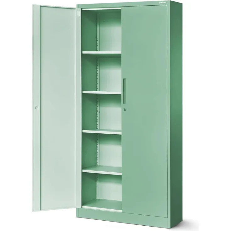 Jan Nowak Aktenschrank C001H Büroschrank Metallschrank Aufbewahrungsschrank 4 verstellbare Fachböden Pulverbeschichtet Abschließbar 195 x 90 x 40 cm (Pastellgrün)