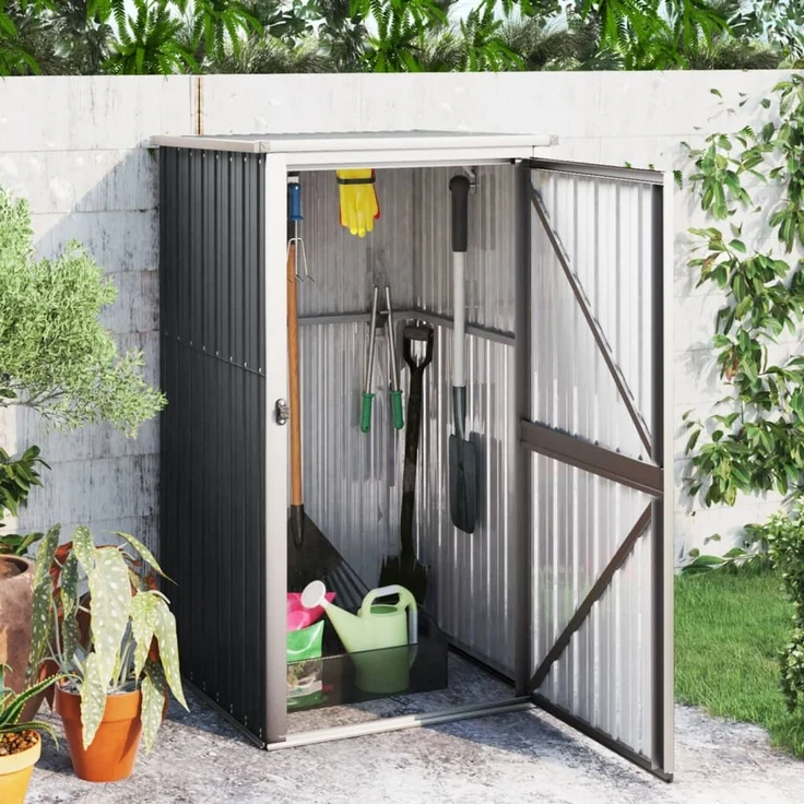 vidaXL Gerätehaus Anthrazit 88x89x161 cm Verzinkter Stahl 316207 – Bild 1