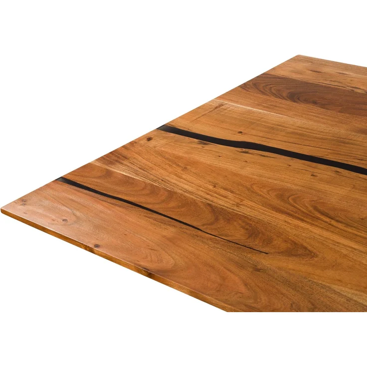 Esstisch Akazie 220x100x74 natur lackiert / Epoxid schwarz, Kreuzgestell silber matt EPOXY – Bild 5