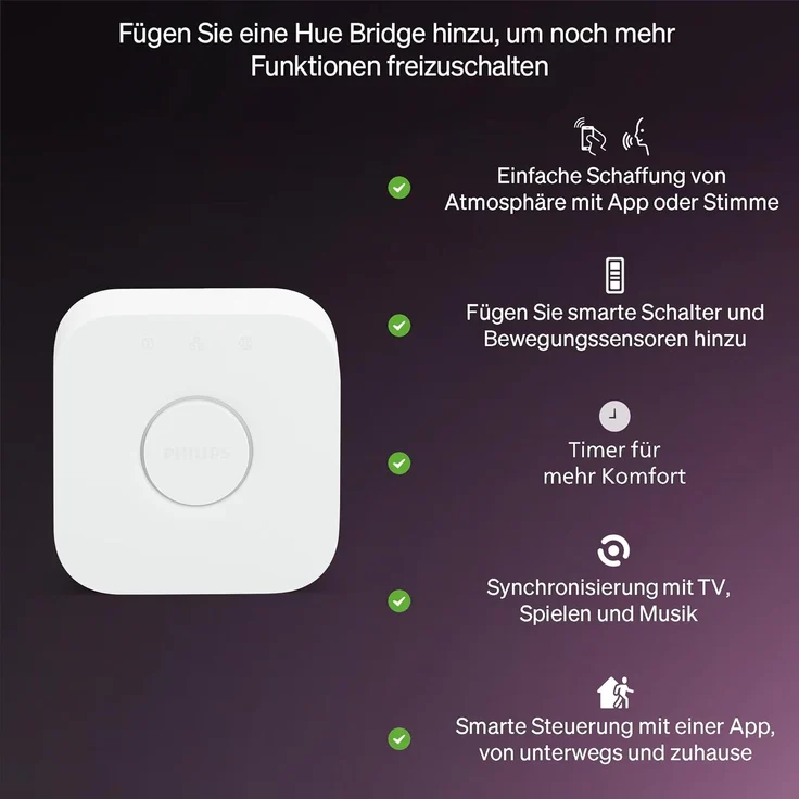 Philips Hue Essential Starter-Set: Bridge + 3 Essential GU10 smarte Lampe + Smart Button, White und Color Ambiance, 2200-6500K, dimmbar, funktioniert mit Alexa, Google Assistant, Apple Home – Bild 6