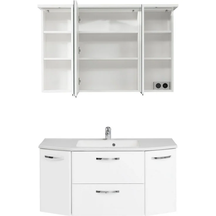 Saphir Badmöbel-Set Quickset 326, 3-teilig, mit Mineralmarmorbecken, (3-St), Badezimmer-Set in Weiß Glanz – Bild 3