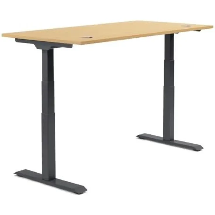 Soennecken Schreibtisch 1600x605-1255x800mm Platte Buche Gestell schwa