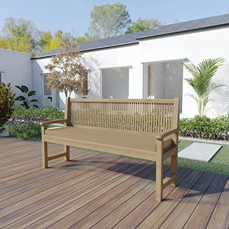 chilly pilley Bankkissen Bankauflage Polsterauflage Reißverschluss mit Schlaufen Kissen für Gartenbank Gartenbankauflage für Gartenmöbel Sitzkissen & Rückenkissen Outdoor (150 x 40 x 5 cm, Beige) – Bild 2