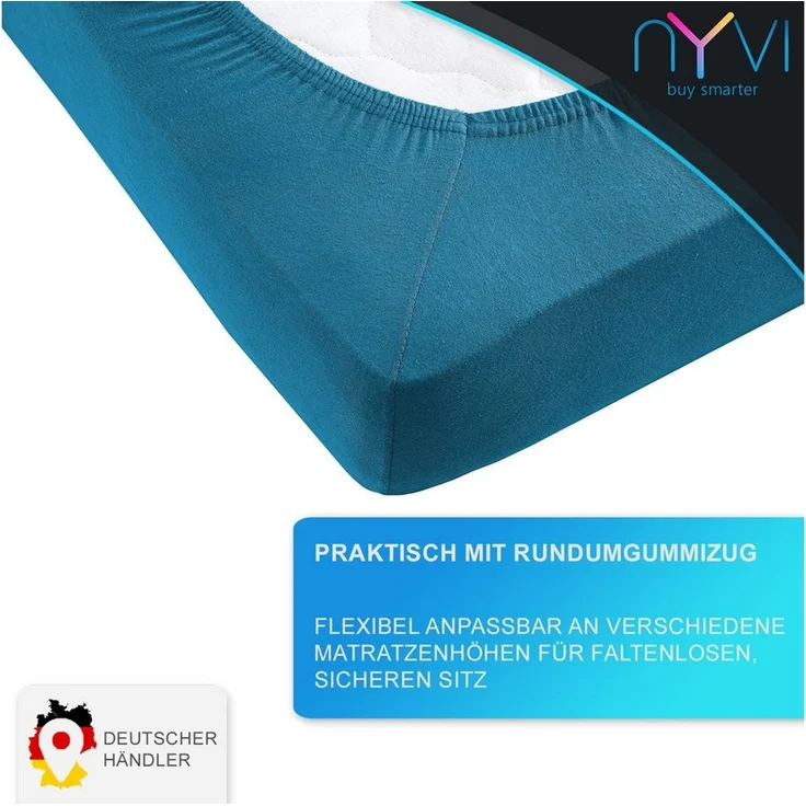 NYVI Spannbettlaken Spannbettlaken DreamScience Heavy Jersey für Topper bis 10 cm Höhe, Jersey, Gummizug: rundum, (1 Stück), Spannbetttuch, Formstabil, 160g/m², Rundum-Gummizug, Bügelfrei – Bild 4