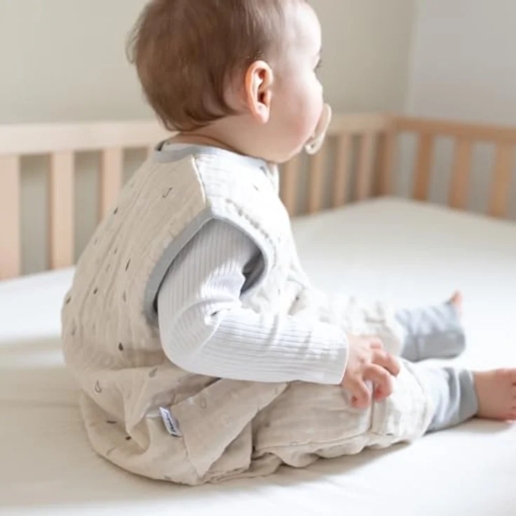 Ehrenkind® Baby Sommerschlafsack mit Füßen Musselin | aus weicher OEKO-TEX zertifizierter Bio-Baumwolle | Sommer Baby Schlafsack 1 TOG Gr. 80 Farbe Natur Regenbogen – Bild 3