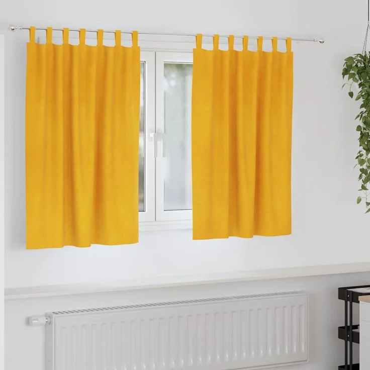 Verdunkelungsvorhänge 2 pcs | für Wohnzimmer & Schlafzimmer Senfgelb 140 x 140 cm Samt – Bild 2