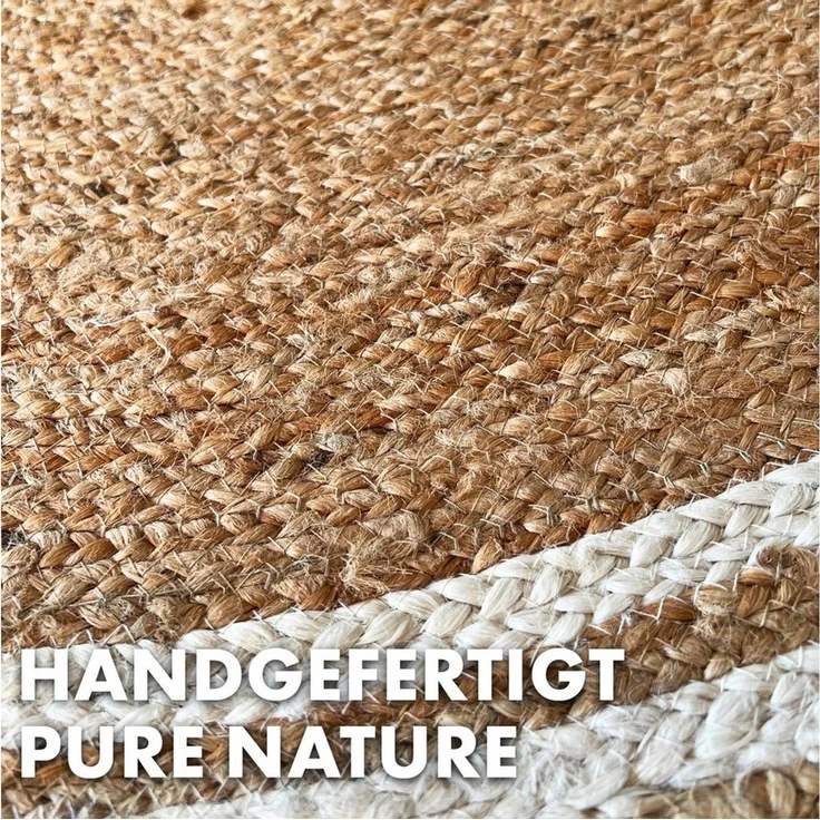 Kubus Teppich Juteteppich Rund, Handgewebter Naturteppich, In verschiedenen Ausführungen – Bild 2