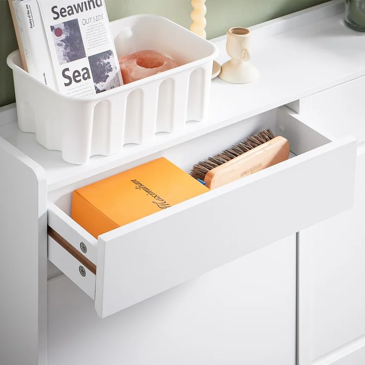 SoBuy FSR169-W Schuhschrank, MDF, Lackiert, Weiß, 98 x 95 x 19 cm – Bild 8